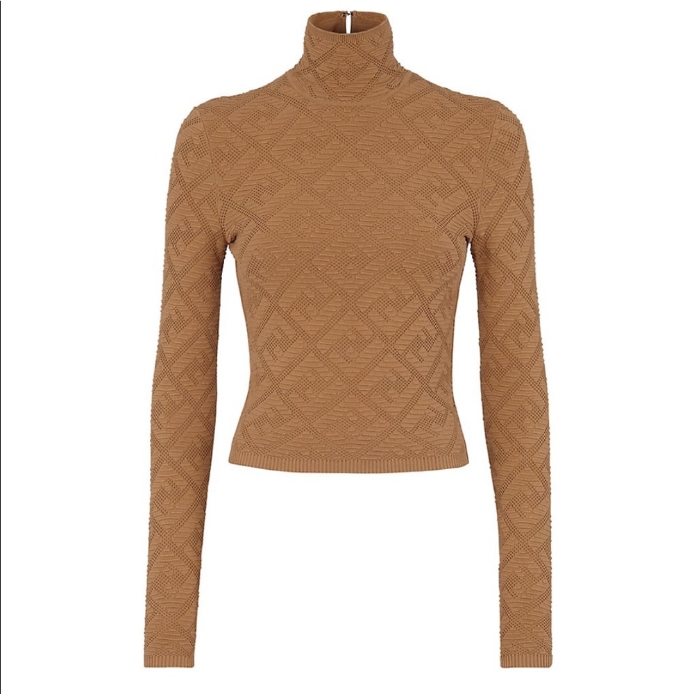 Fendi Diagonal Logo Turtleneck Top US 6